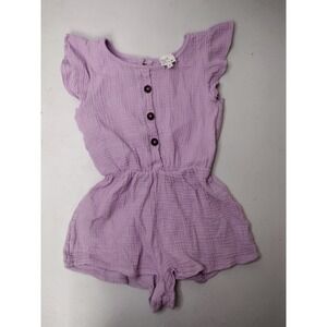 Heart and Arrow Girls Purple Cotton Gauze Flutter Sleeve Romper Size 6X